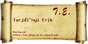 Tarjányi Erik névjegykártya